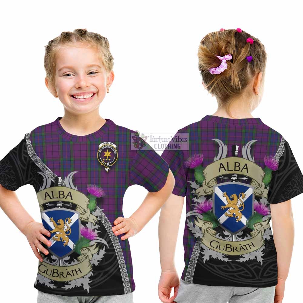 Tartan Vibes Clothing Wardlaw Tartan Family Crest Kid T-Shirt Lion Rampant Royal Thistle Shield Celtic Inspired