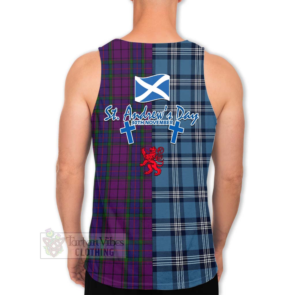 Tartan Vibes Clothing Wardlaw Tartan Men's Tank Top Happy St. Andrew's Day Half Tartan Style