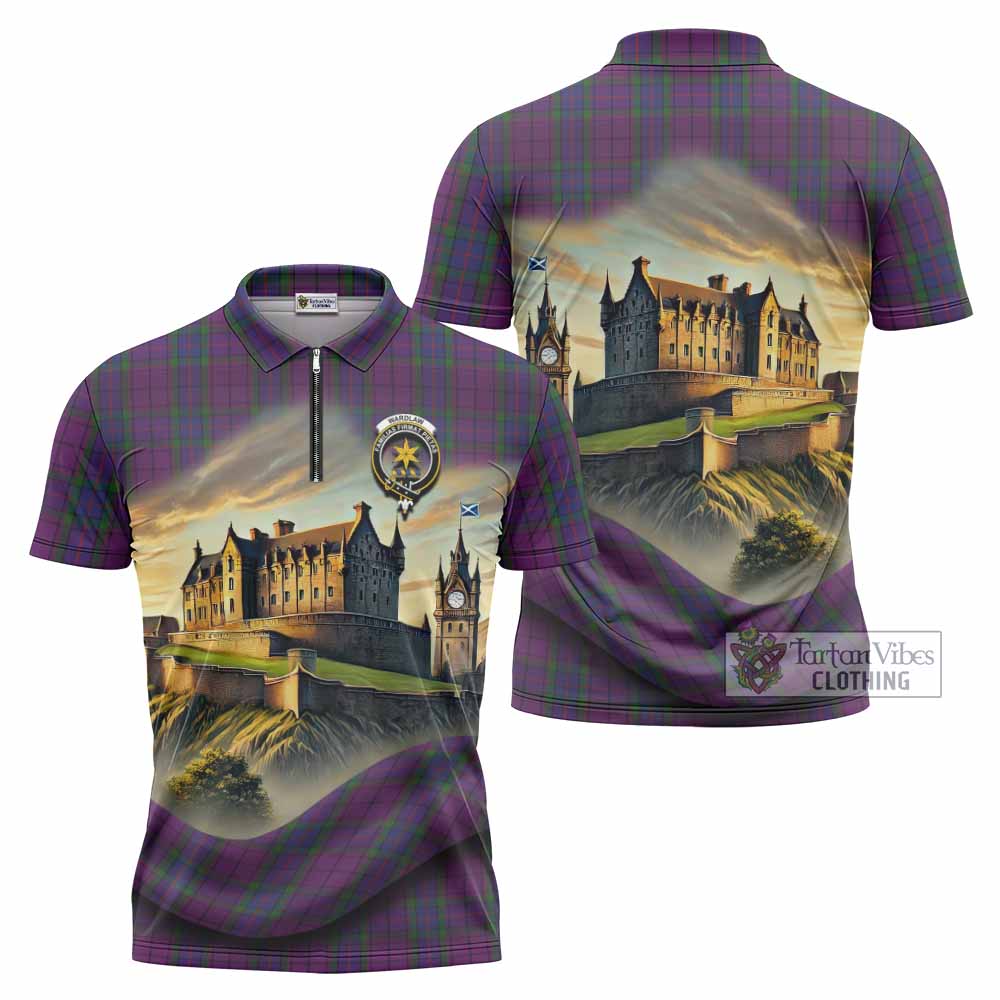 Tartan Vibes Clothing Wardlaw Tartan Family Crest Zipper Polo Shirt with Scottish Ancient Castle Stype