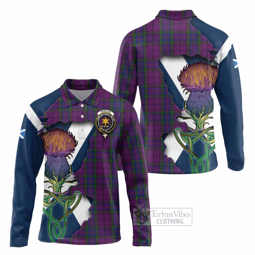 Tartan Vibes Clothing Wardlaw Tartan Family Crest Long Sleeve Polo Shirt Scottish Thistle Celtic Inspired