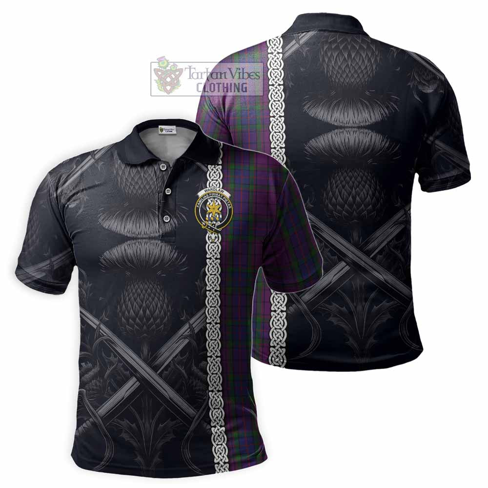 Tartan Vibes Clothing Wardlaw Tartan Polo Shirt with Family Crest Cross Sword Thistle Celtic Vibes