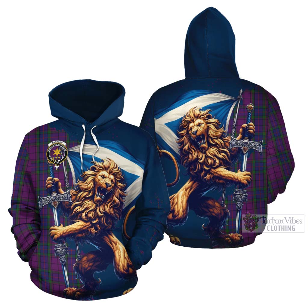 Tartan Vibes Clothing Wardlaw Tartan Family Crest Cotton Hoodie with Scottish Majestic Lion