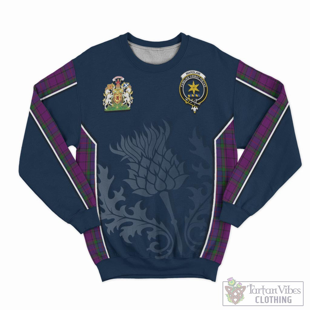Tartan Vibes Clothing Wardlaw Tartan Sweatshirt with Family Crest and Scottish Thistle Vibes Sport Style