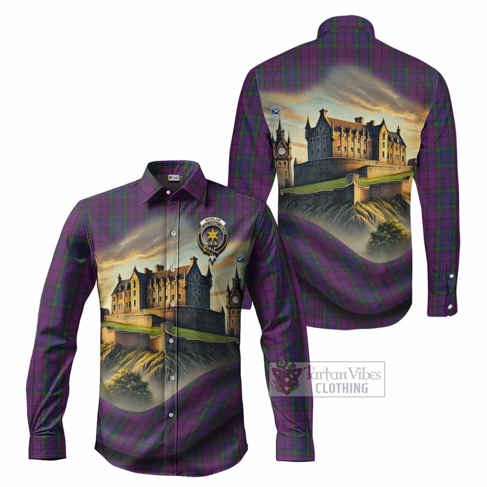 Tartan Vibes Clothing Wardlaw Tartan Family Crest Long Sleeve Button Shirt with Scottish Ancient Castle Style