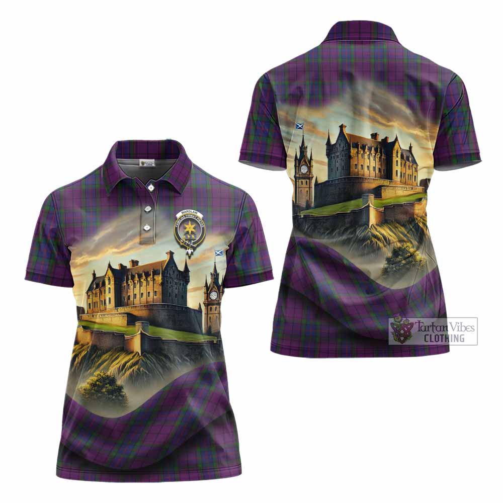 Tartan Vibes Clothing Wardlaw Tartan Family Crest Women's Polo Shirt with Scottish Ancient Castle Stype
