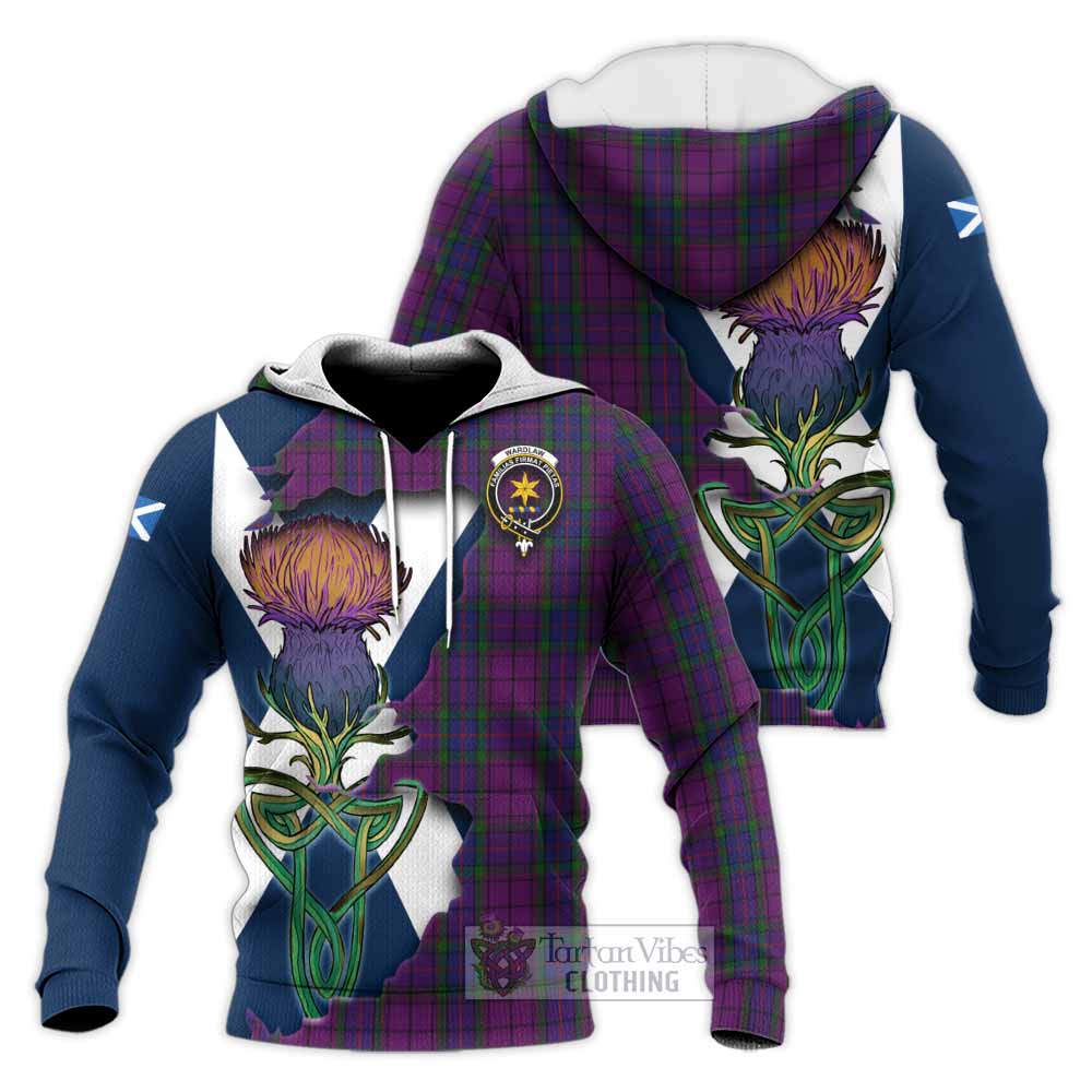 Tartan Vibes Clothing Wardlaw Tartan Family Crest Knitted Hoodie Scottish Thistle Celtic Inspired