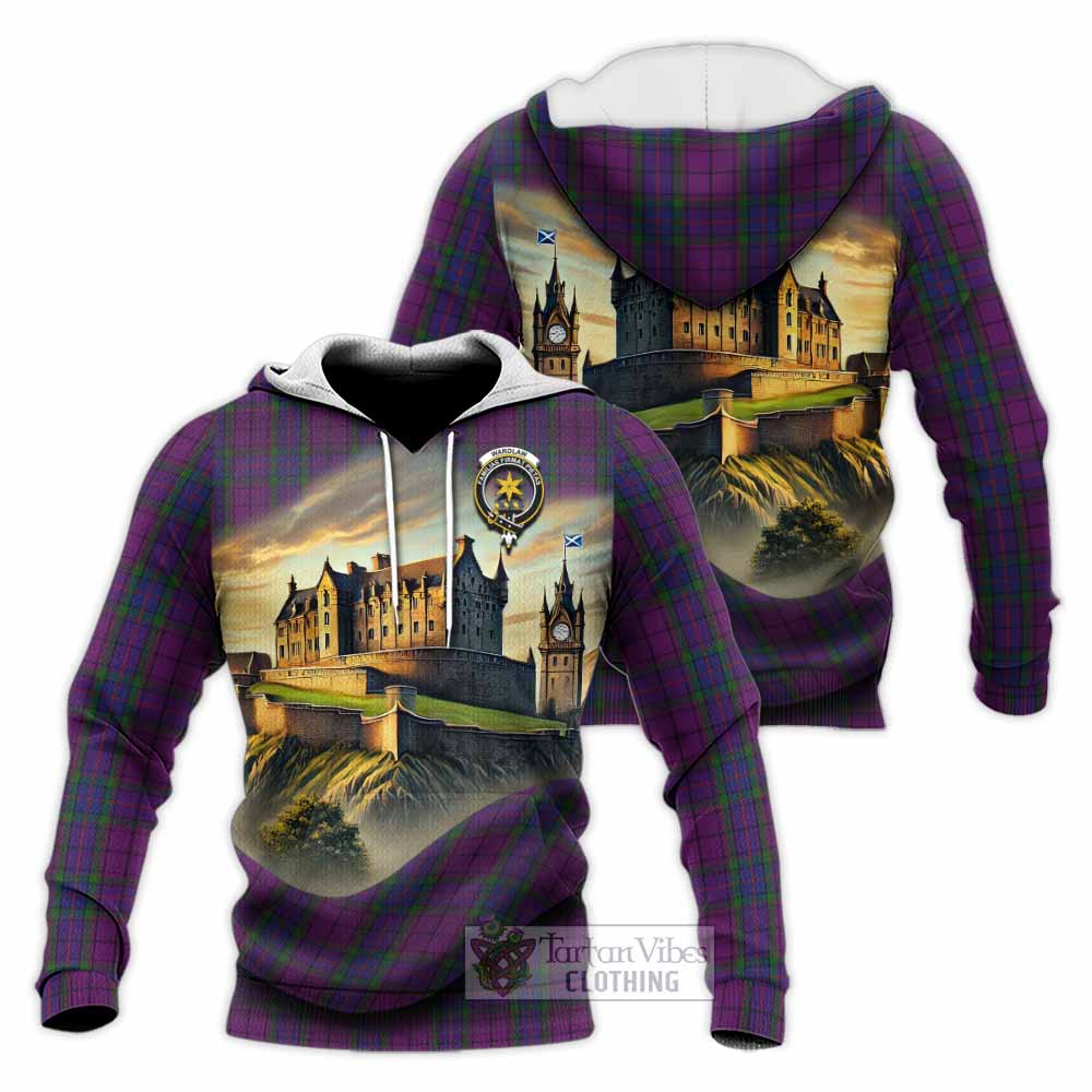 Tartan Vibes Clothing Wardlaw Tartan Family Crest Knitted Hoodie with Scottish Ancient Castle Style