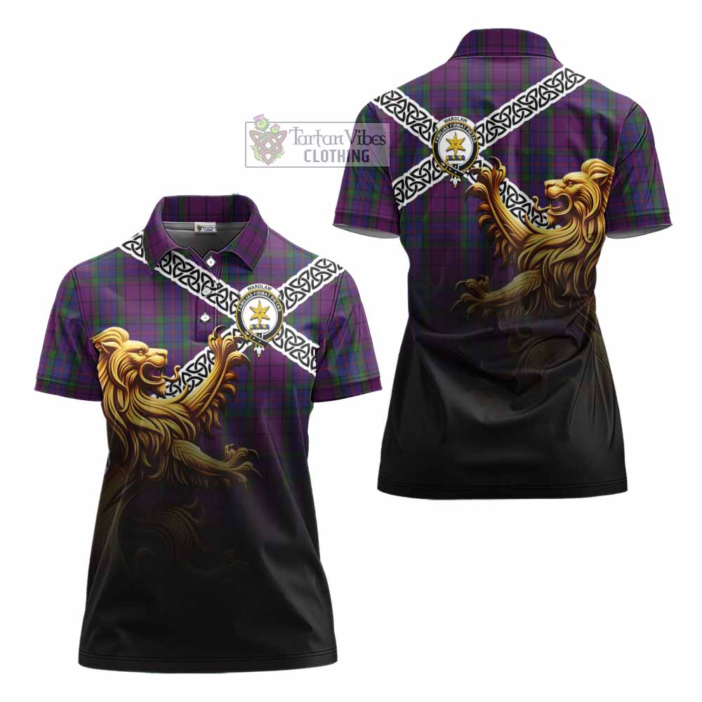 Tartan Vibes Clothing Wardlaw Crest Tartan Women's Polo Shirt with Golden Lion Emblem Celtic Style