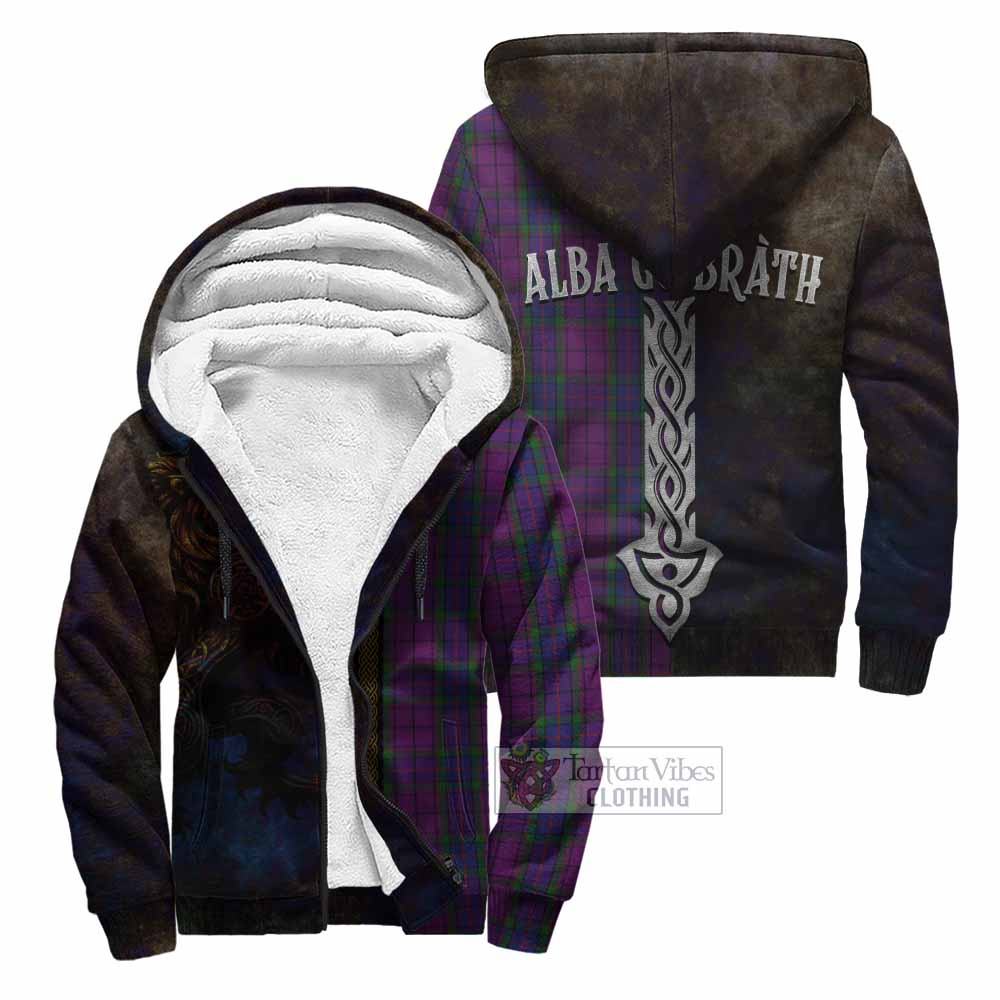 Tartan Vibes Clothing Wardlaw Tartan Family Crest Sherpa Hoodie Alba Gu Brath Be Brave Lion Ancient Style