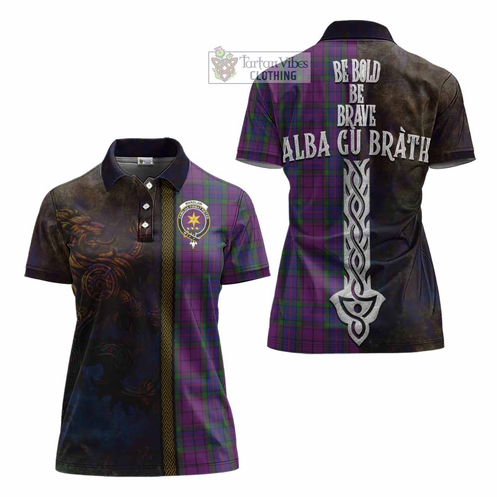 Tartan Vibes Clothing Wardlaw Tartan Family Crest Women's Polo Shirt Alba Gu Brath Be Brave Lion Ancient Style