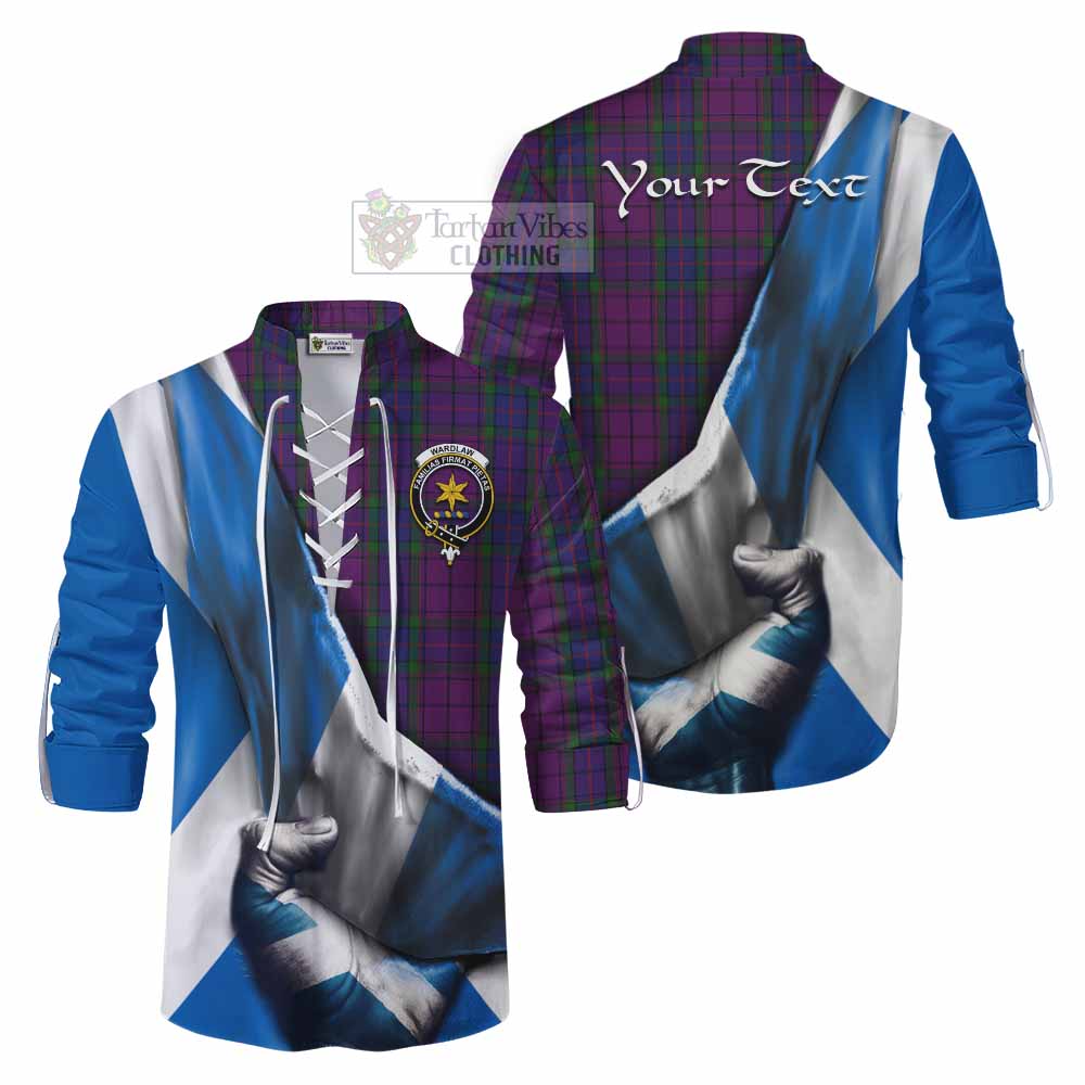 Tartan Vibes Clothing Wardlaw Tartan Ghillie Kilt Shirt with Family Crest Scotland Patriotic Style