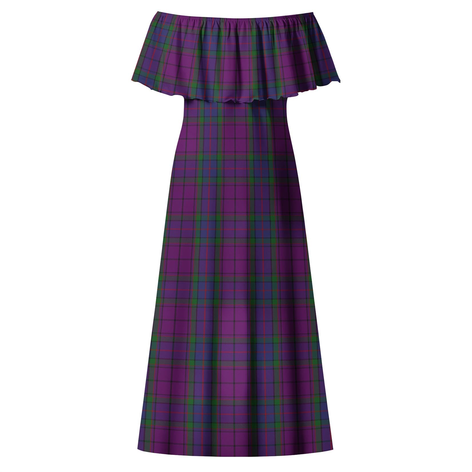 Wardlaw Tartan Off Shoulder Long Dress - Tartanvibesclothing