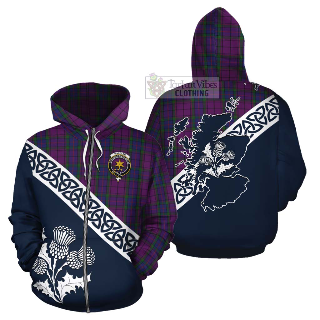 Tartan Vibes Clothing Wardlaw Tartan Cotton Hoodie Featuring Thistle and Scotland Map