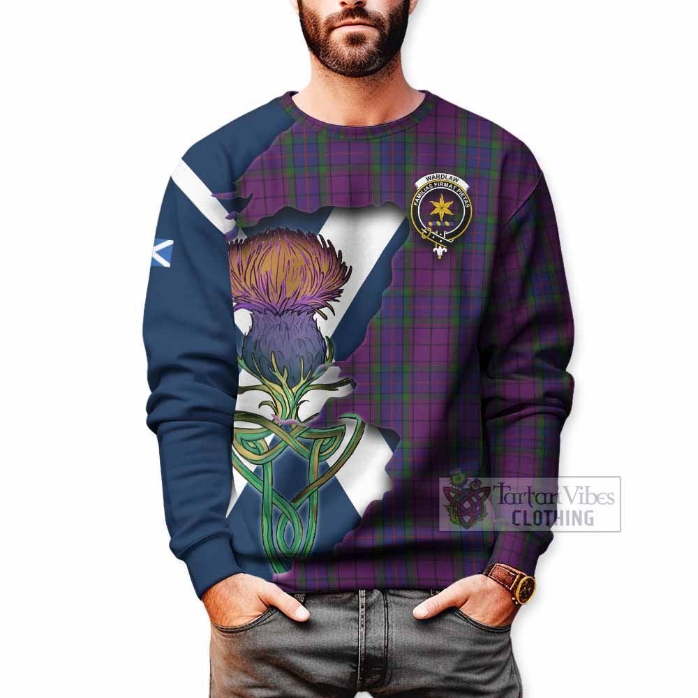 Tartan Vibes Clothing Wardlaw Tartan Family Crest Sweatshirt Scottish Thistle Celtic Inspired