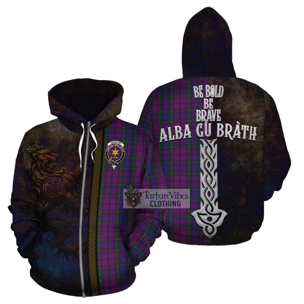 Tartan Vibes Clothing Wardlaw Tartan Family Crest Cotton Hoodie Alba Gu Brath Be Brave Lion Ancient Style