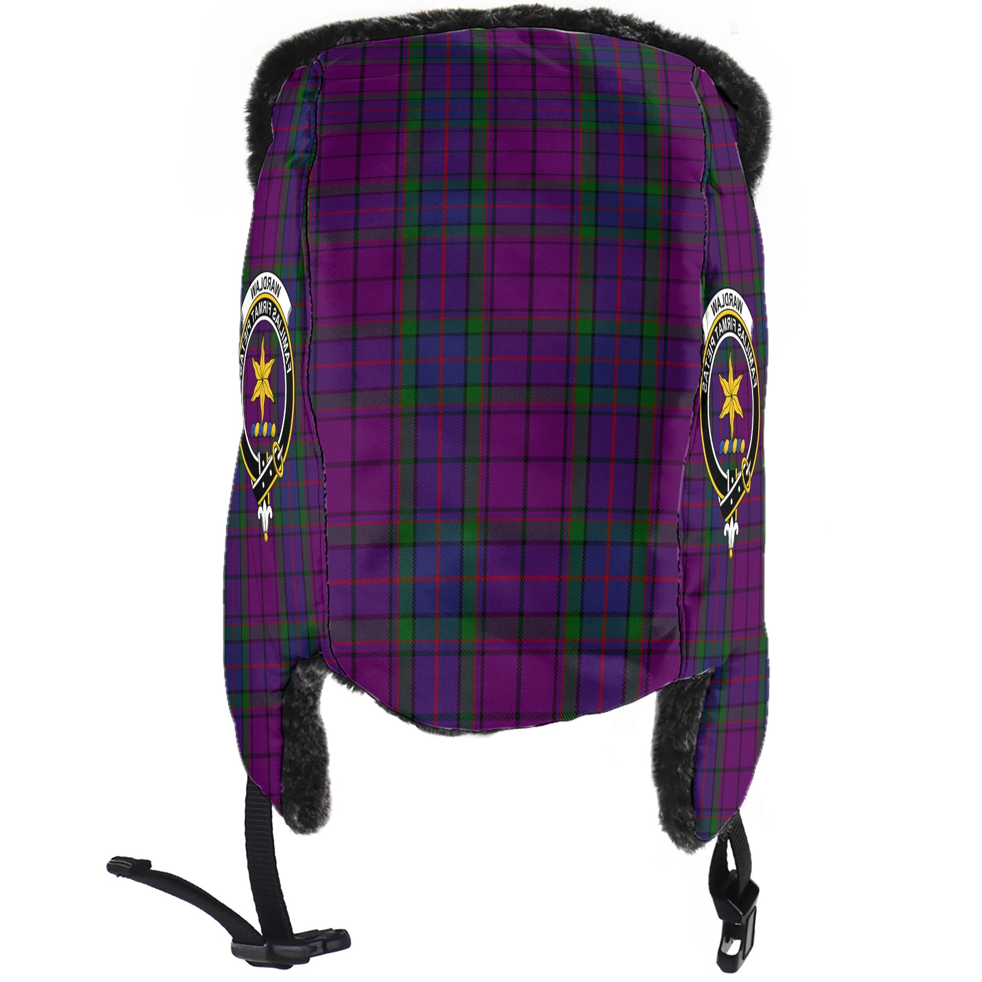 Wardlaw Tartan Winter Trapper Hat with Family Crest - Tartanvibesclothing