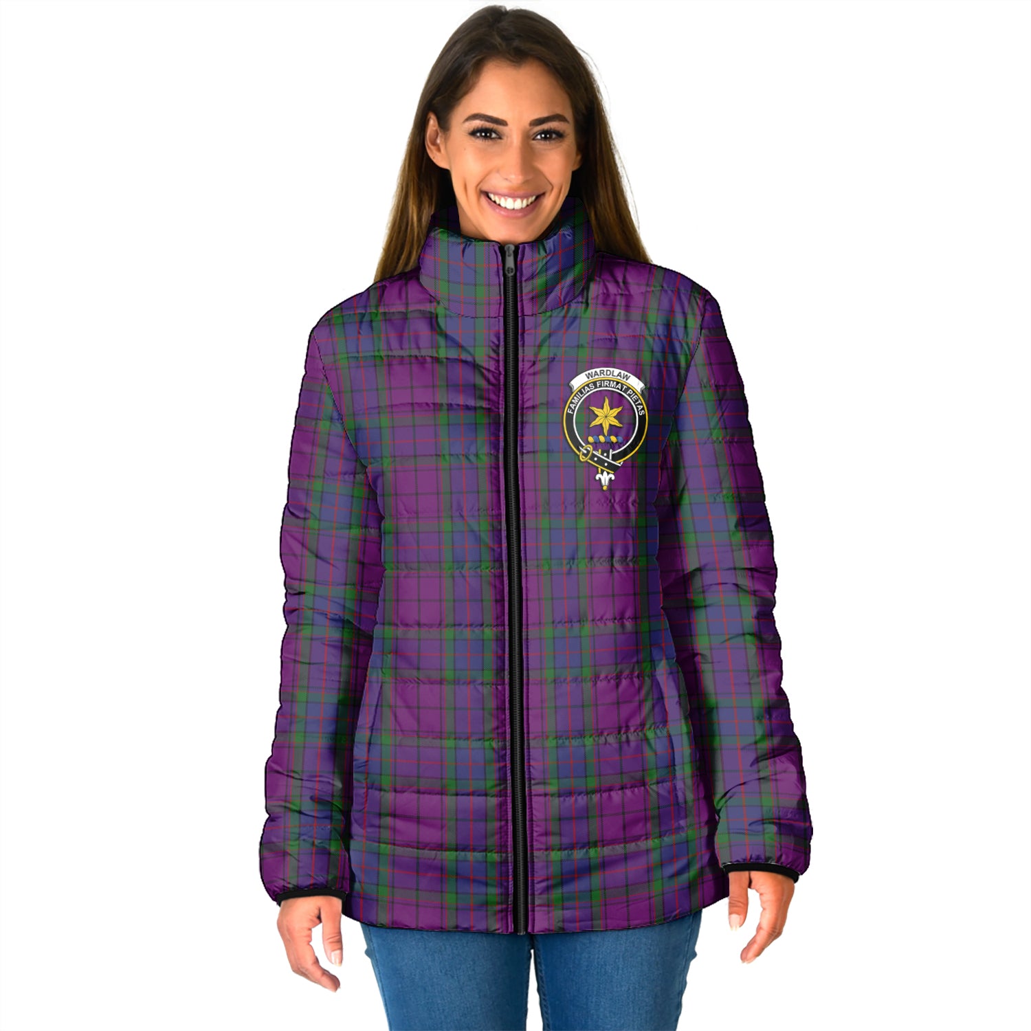 Wardlaw Tartan Padded Jacket with Family Crest - Tartan Vibes Clothing