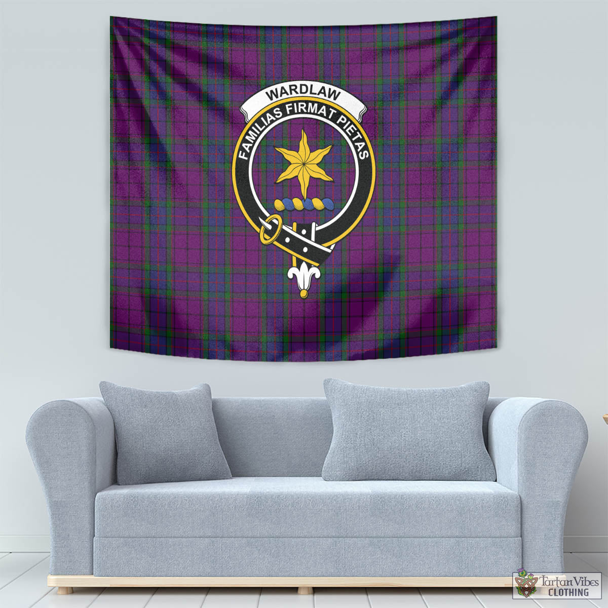 Tartan Vibes Clothing Wardlaw Tartan Tapestry Wall Hanging and Home Decor for Room with Family Crest