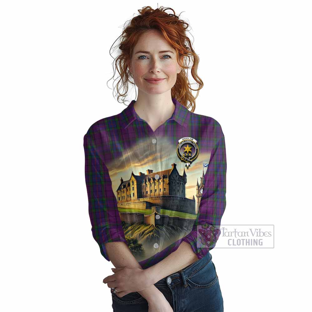 Tartan Vibes Clothing Wardlaw Tartan Family Crest Women's Casual Shirt with Scottish Ancient Castle Style