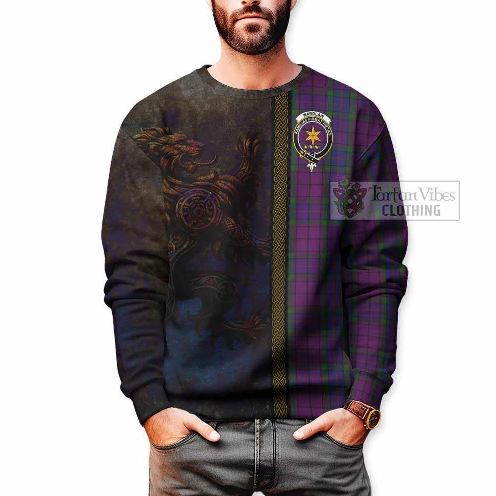 Tartan Vibes Clothing Wardlaw Tartan Family Crest Sweatshirt Alba Gu Brath Be Brave Lion Ancient Style
