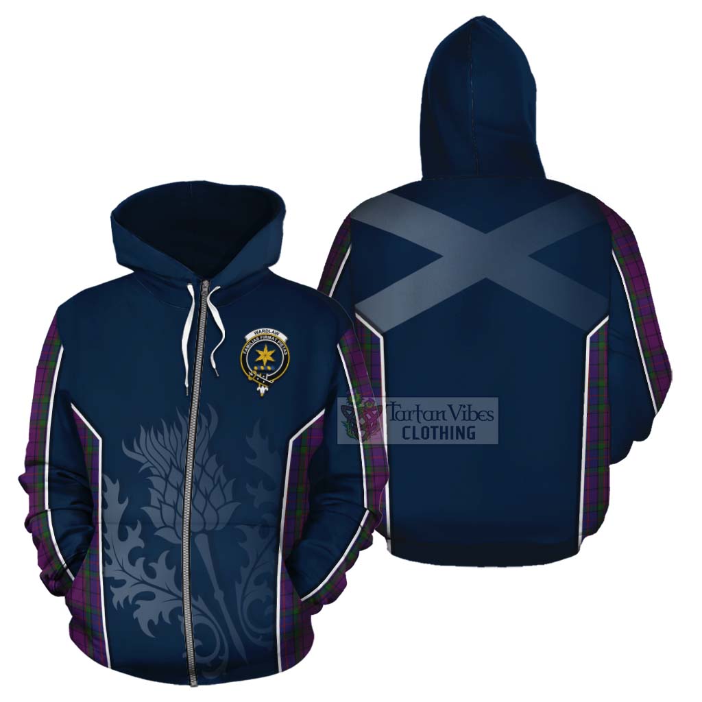 Tartan Vibes Clothing Wardlaw Tartan Cotton Hoodie with Family Crest and Scottish Thistle Vibes Sport Style