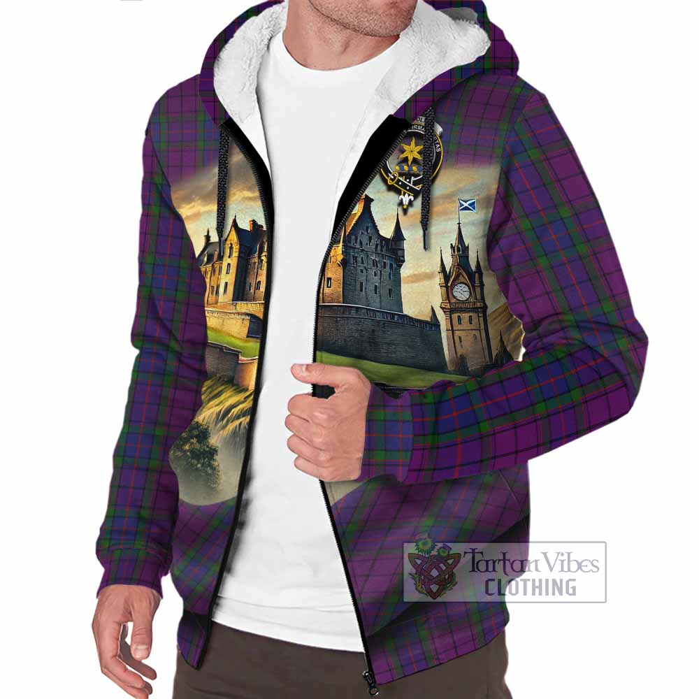 Tartan Vibes Clothing Wardlaw Tartan Family Crest Sherpa Hoodie with Scottish Ancient Castle Style