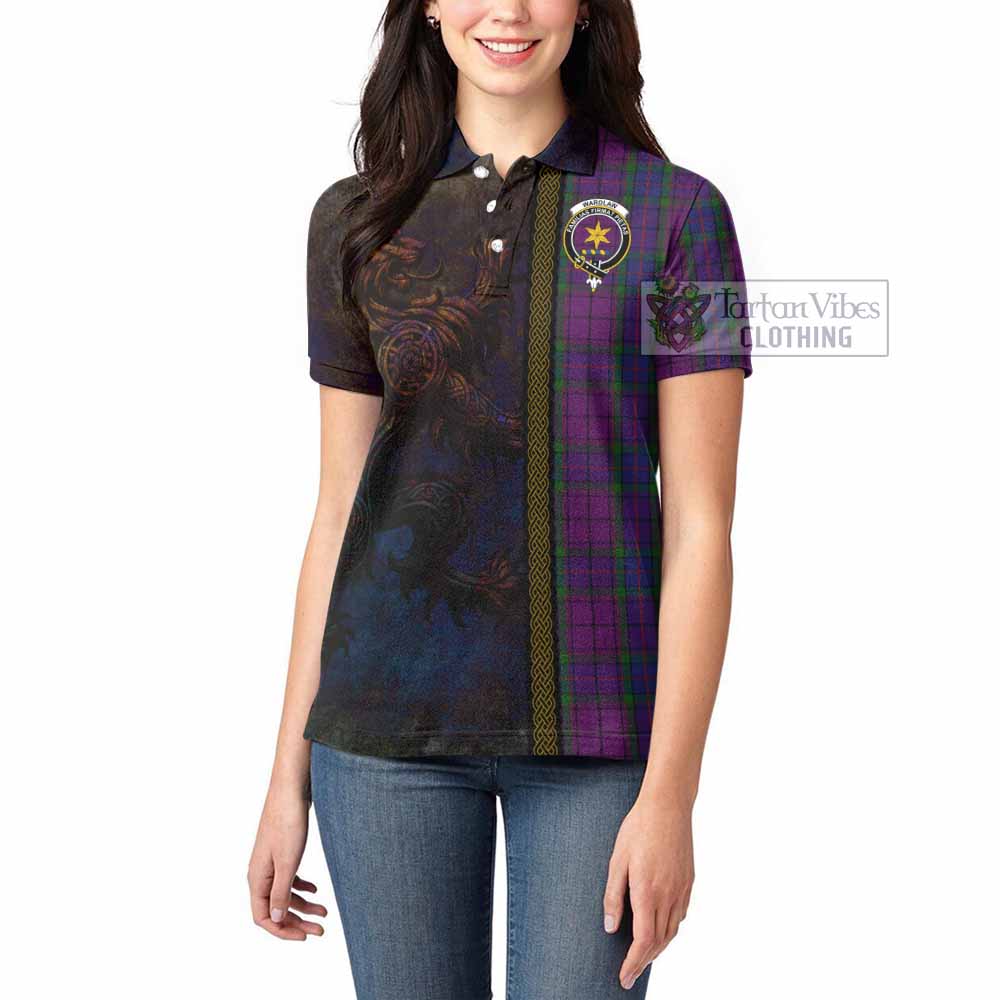 Tartan Vibes Clothing Wardlaw Tartan Family Crest Women's Polo Shirt Alba Gu Brath Be Brave Lion Ancient Style