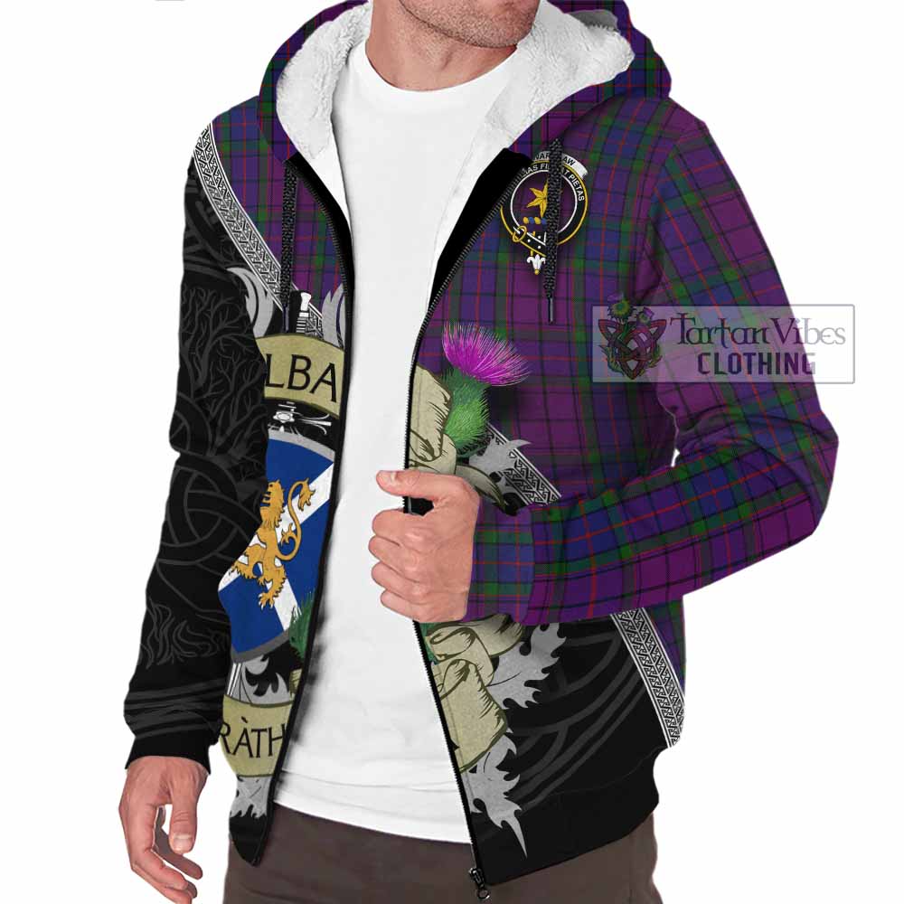 Tartan Vibes Clothing Wardlaw Tartan Family Crest Sherpa Hoodie Lion Rampant Royal Thistle Shield Celtic Inspired