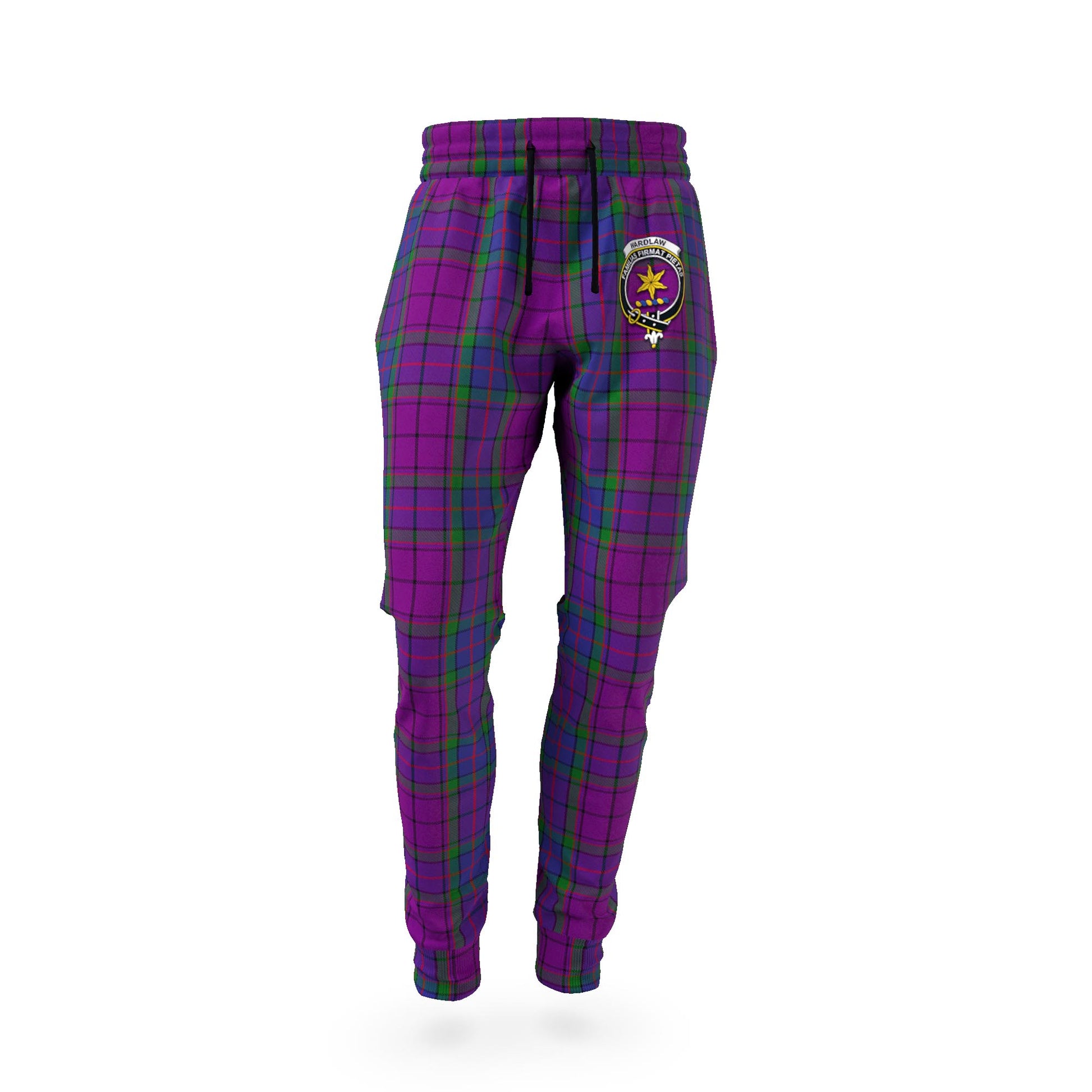Wardlaw Tartan Joggers Pants with Family Crest - Tartan Vibes Clothing