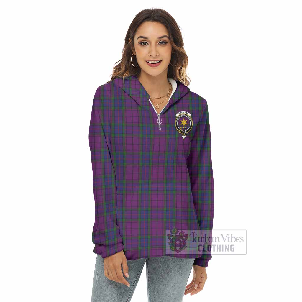 Tartan Vibes Clothing Wardlaw Tartan Crest Women's Borg  Half Zip Fleece Hoodie