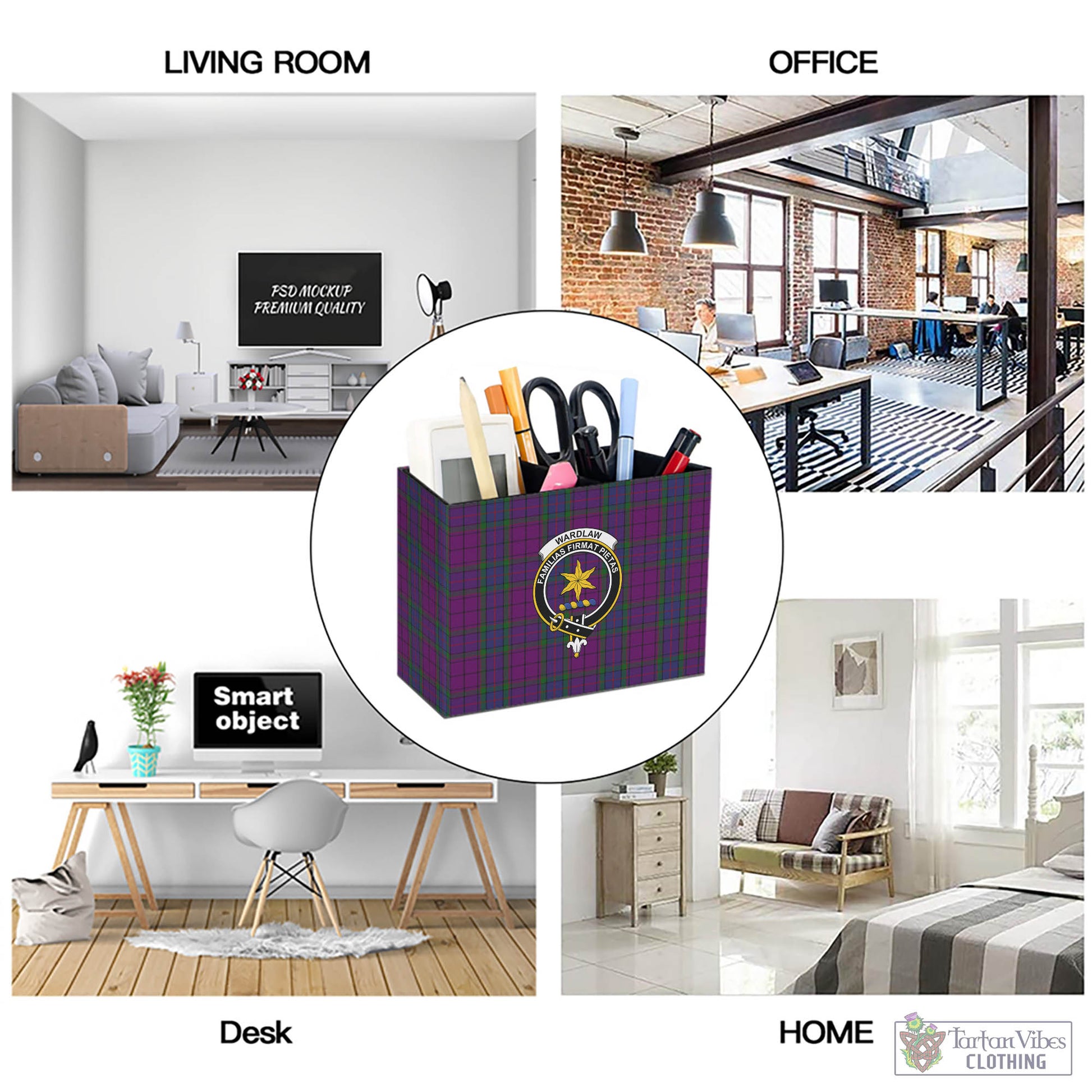 Tartan Vibes Clothing Wardlaw Tartan Pen Holder with Family Crest