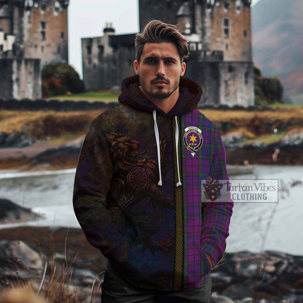 Tartan Vibes Clothing Wardlaw Tartan Family Crest Cotton Hoodie Alba Gu Brath Be Brave Lion Ancient Style