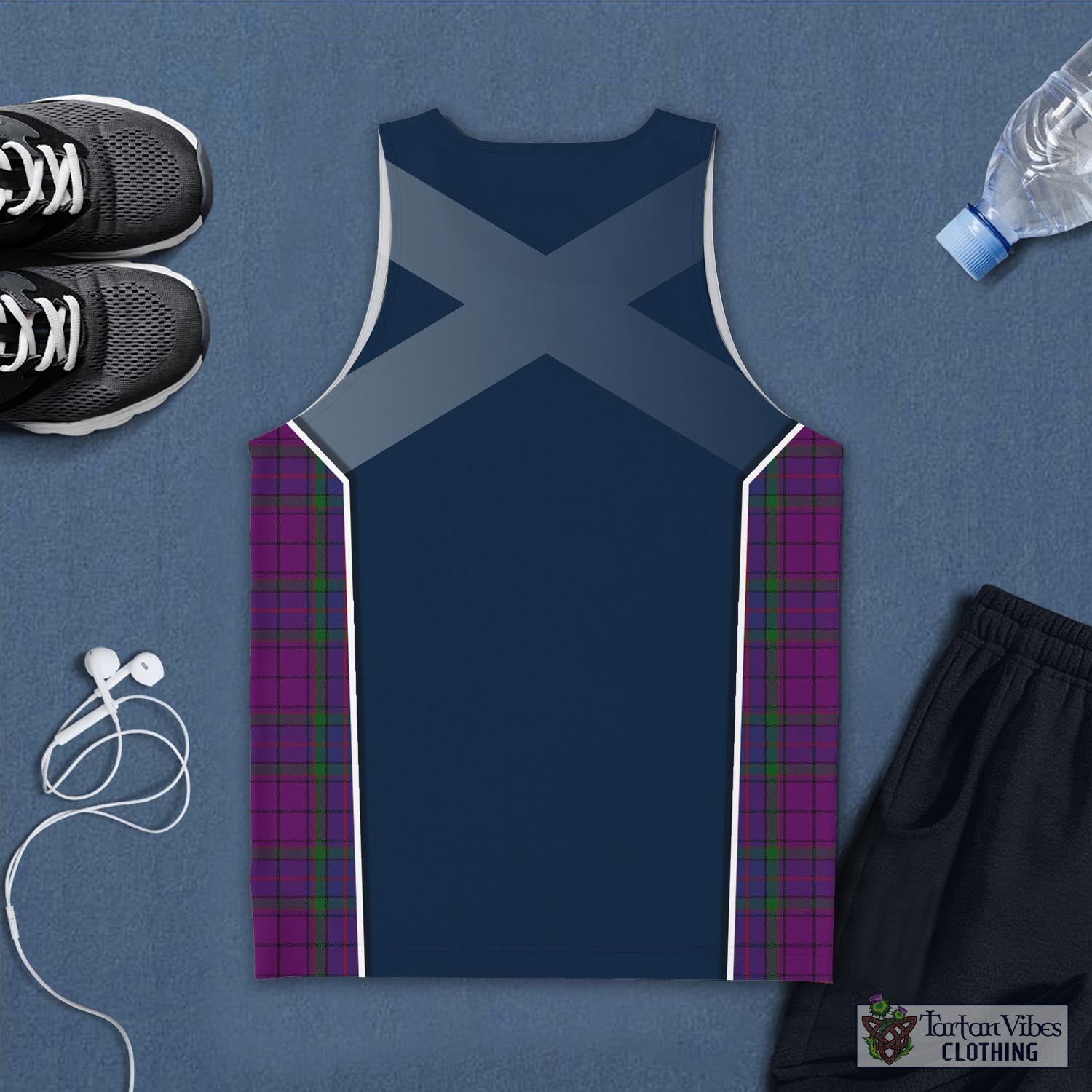 Tartan Vibes Clothing Wardlaw Tartan Men's Tanks Top with Family Crest and Scottish Thistle Vibes Sport Style