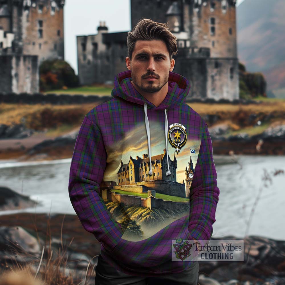 Tartan Vibes Clothing Wardlaw Tartan Family Crest Cotton Hoodie with Scottish Ancient Castle Style