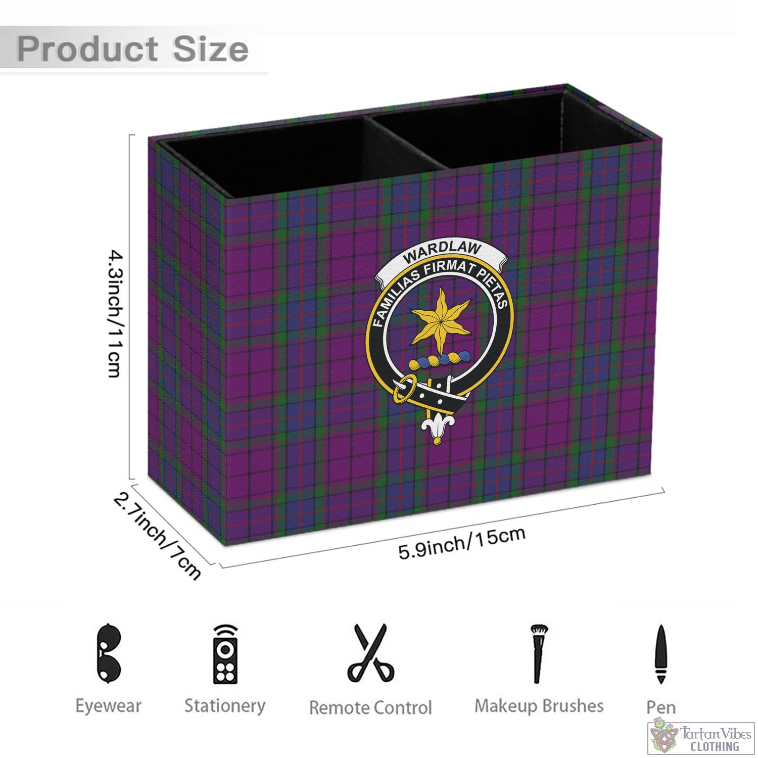 Tartan Vibes Clothing Wardlaw Tartan Pen Holder with Family Crest