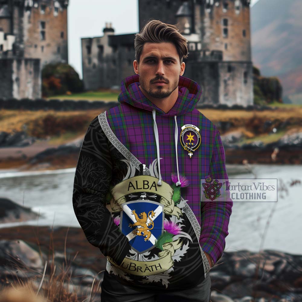 Tartan Vibes Clothing Wardlaw Tartan Family Crest Cotton Hoodie Lion Rampant Royal Thistle Shield Celtic Inspired