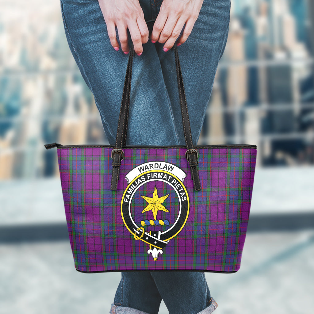 Wardlaw Tartan Leather Tote Bag with Family Crest - Tartan Vibes Clothing