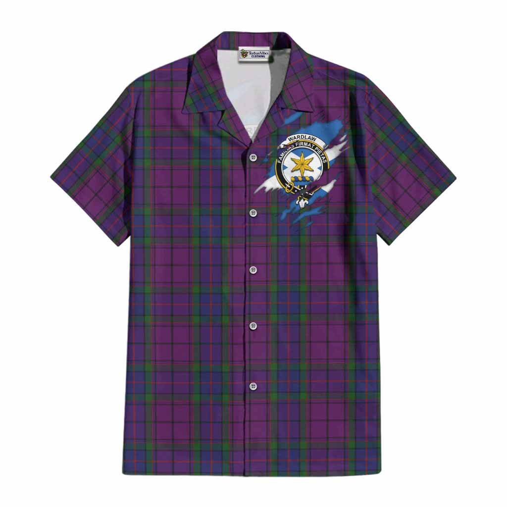 Wardlaw Clan Crest In Me Tartan Cotton Hawaiian Shirt Scotland Flag Style