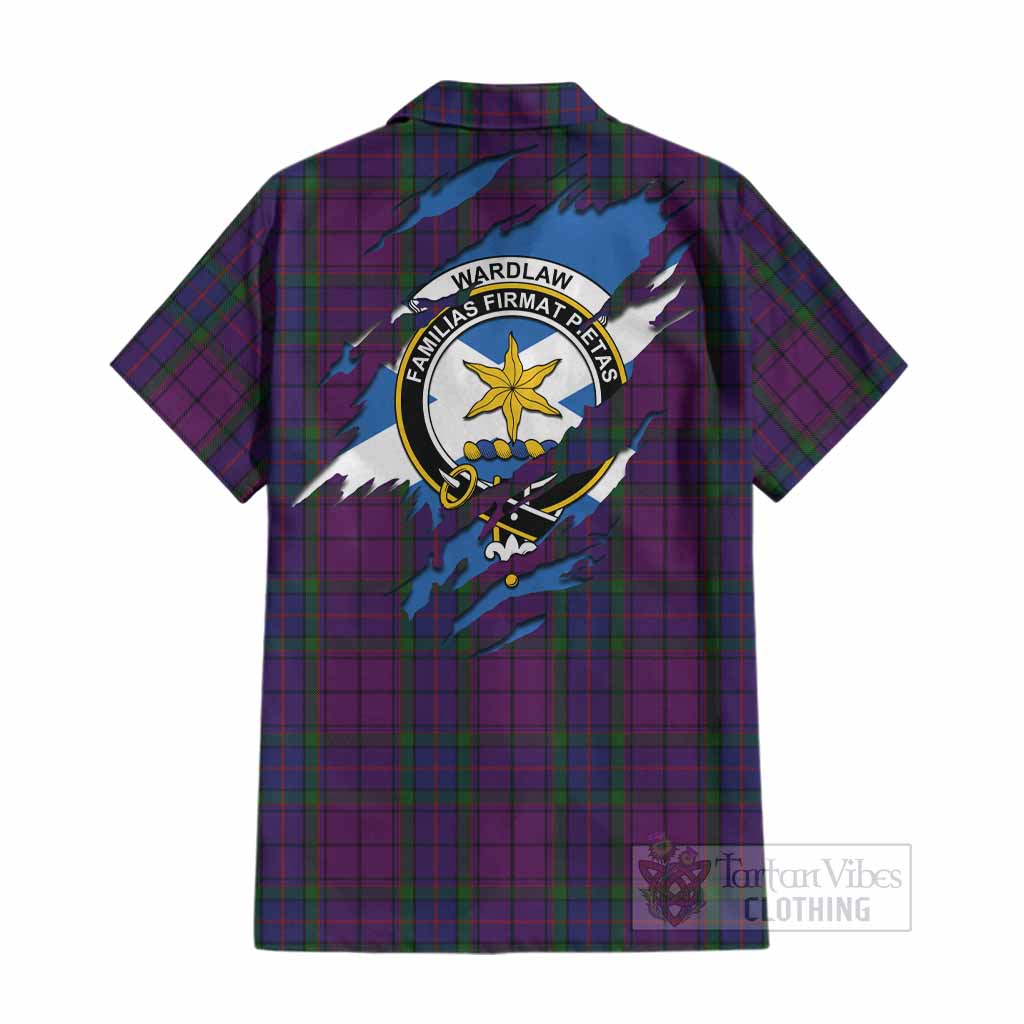 Wardlaw Clan Crest In Me Tartan Cotton Hawaiian Shirt Scotland Flag Style