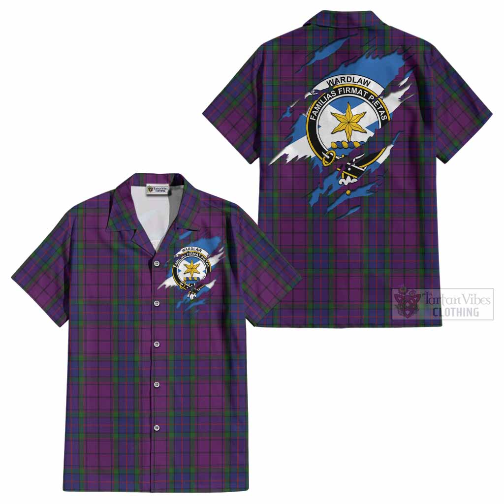Wardlaw Clan Crest In Me Tartan Cotton Hawaiian Shirt Scotland Flag Style
