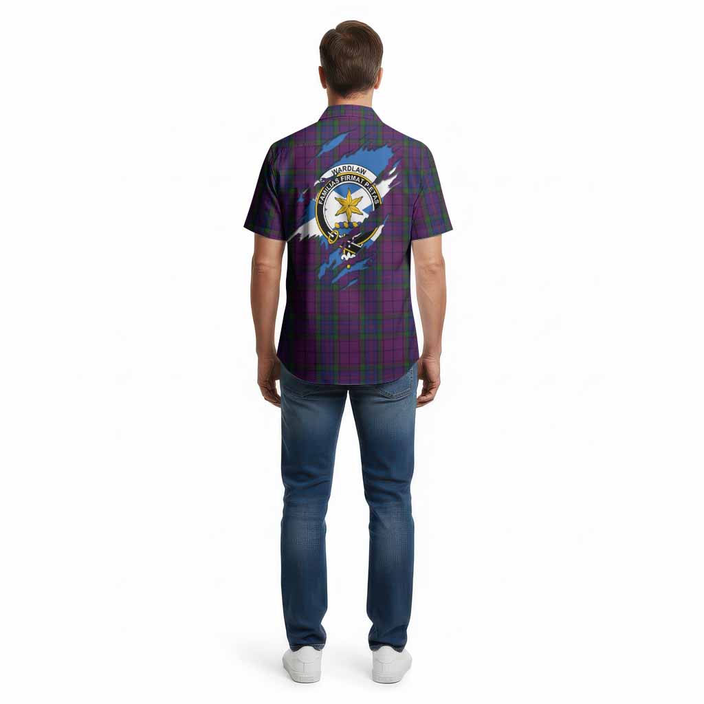 Wardlaw Clan Crest In Me Tartan Cotton Hawaiian Shirt Scotland Flag Style