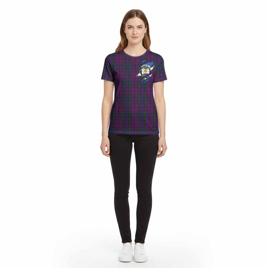 Wardlaw Clan Crest In Me Tartan Cotton T-shirt Scotland Flag Style