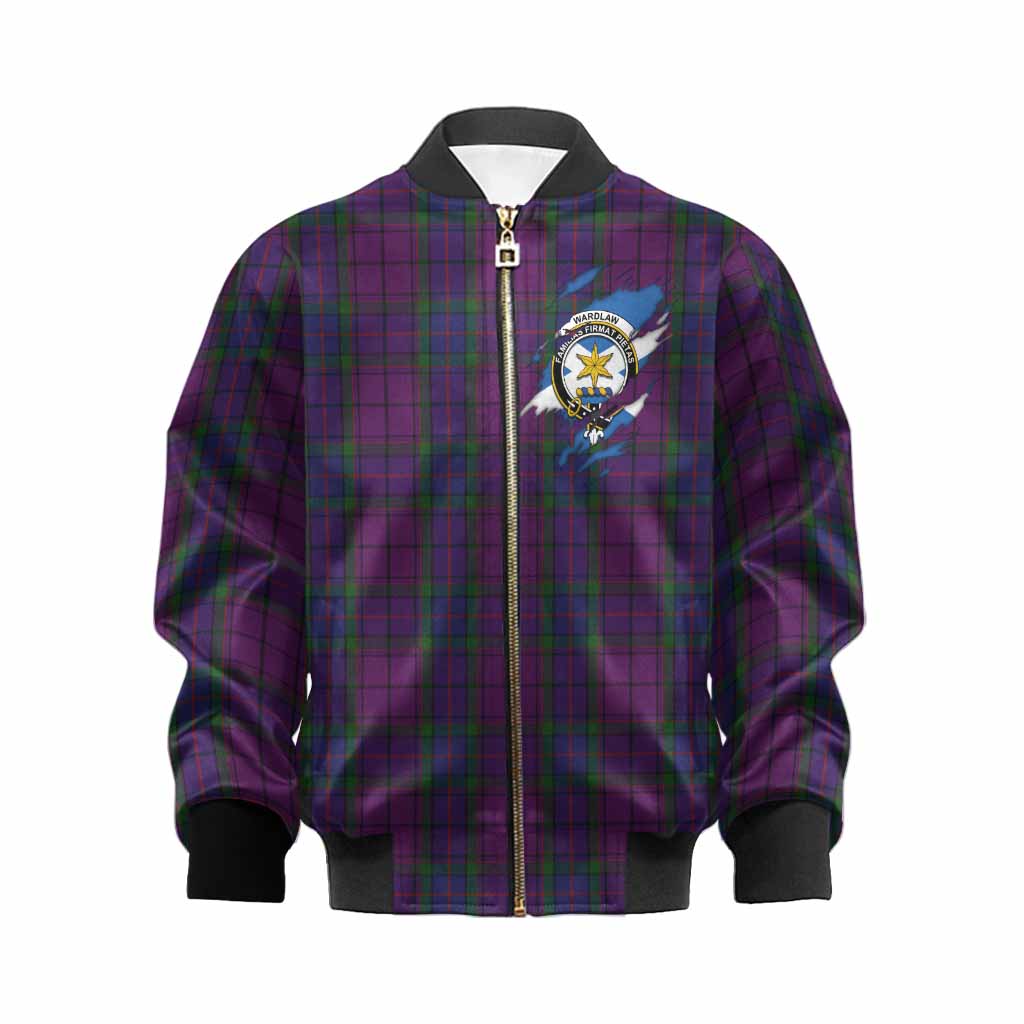 Wardlaw Clan Crest In Me Tartan Kid Bomber Jacket Scotland Flag Style
