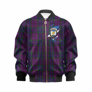 Wardlaw Clan Crest In Me Tartan Kid Bomber Jacket Scotland Flag Style