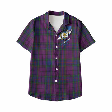 Wardlaw Clan Crest In Me Tartan Kid Hawaiian Shirt Scotland Flag Style