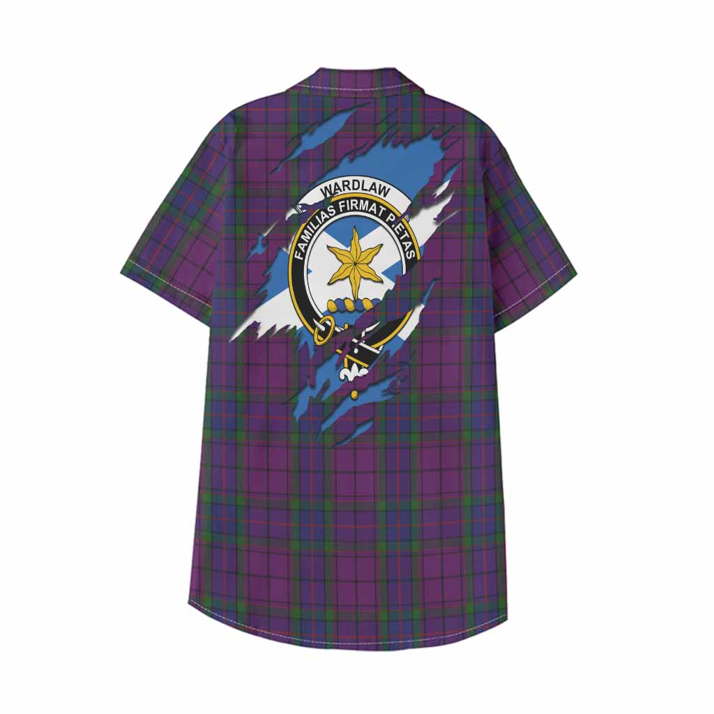 Wardlaw Clan Crest In Me Tartan Kid Hawaiian Shirt Scotland Flag Style