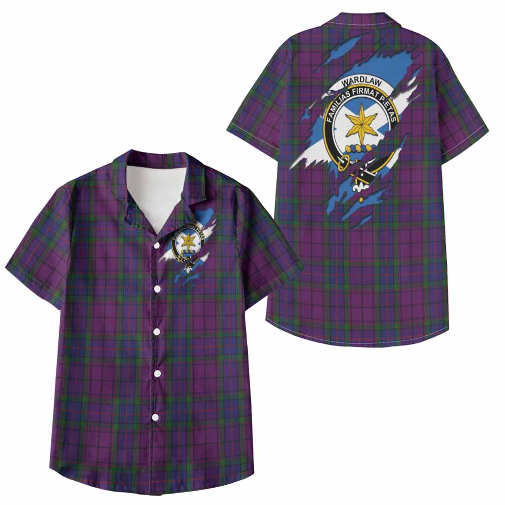Wardlaw Clan Crest In Me Tartan Kid Hawaiian Shirt Scotland Flag Style