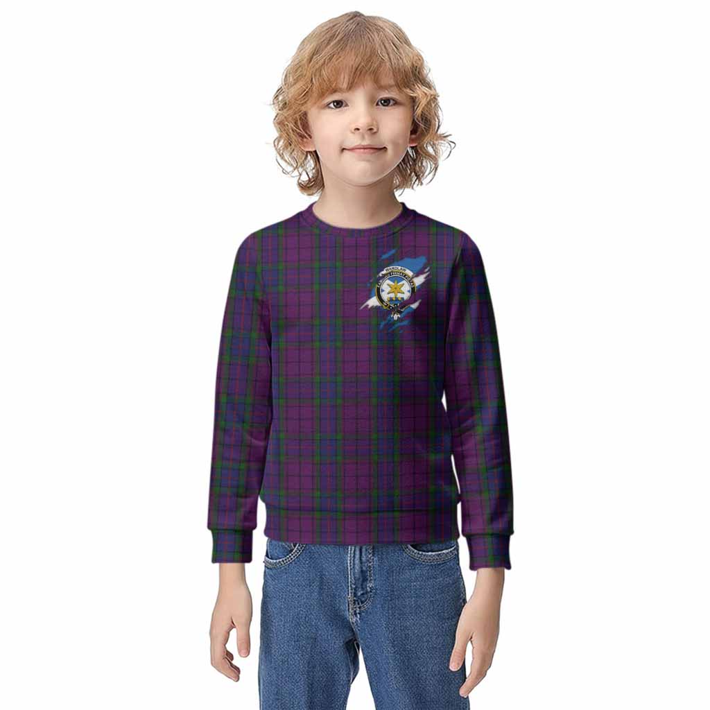 Wardlaw Clan Crest In Me Tartan Kid Knitted Sweatshirt Scotland Flag Style