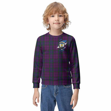 Wardlaw Clan Crest In Me Tartan Kid Knitted Sweatshirt Scotland Flag Style
