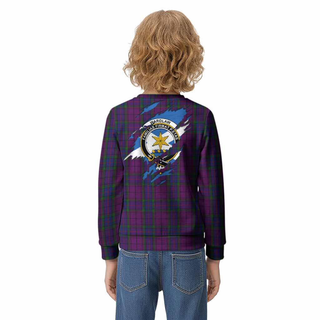 Wardlaw Clan Crest In Me Tartan Kid Knitted Sweatshirt Scotland Flag Style